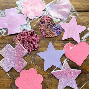 rave pasties set of 11 pink purple glitter holographic